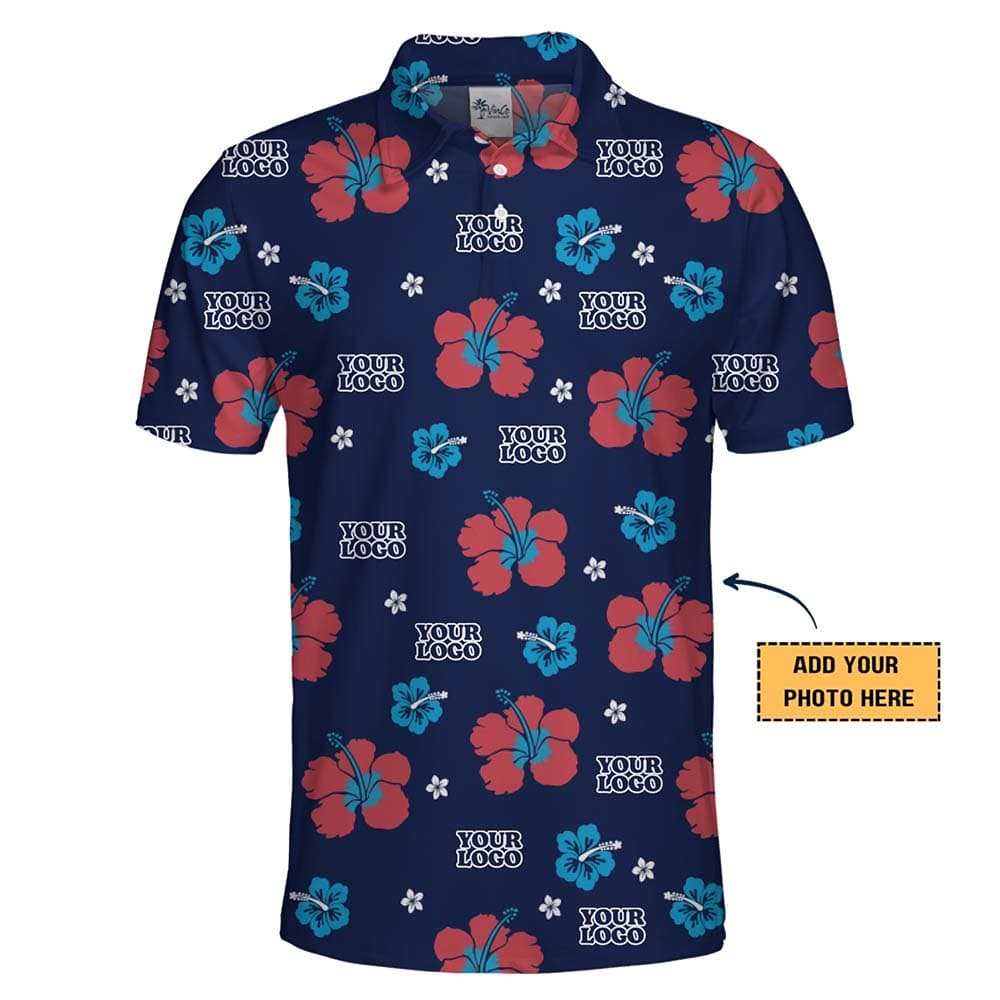 Personalized Company Tropical Aloha Collared Polo Shirt