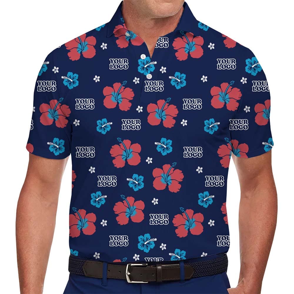 Personalized Company Tropical Aloha Collared Polo Shirt
