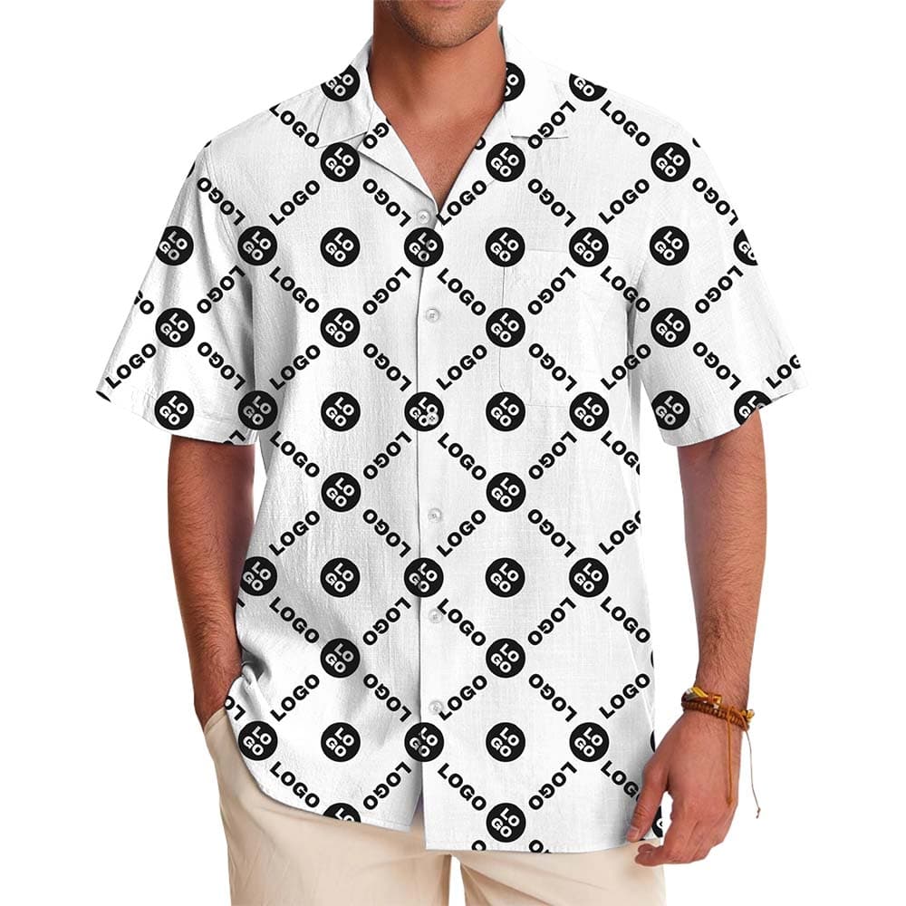 Personalized Logo All Over Print Button Up Shirt With Instant Preview