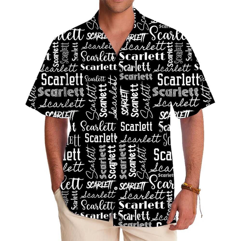 Personalized Name All Over Print Hawaiian Shirt Live Preview in model