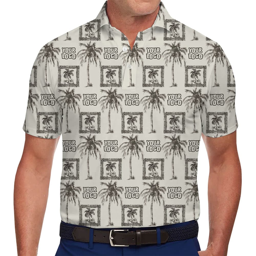 Retro Tropical Palm Tree Polo Shirt With Your Logo