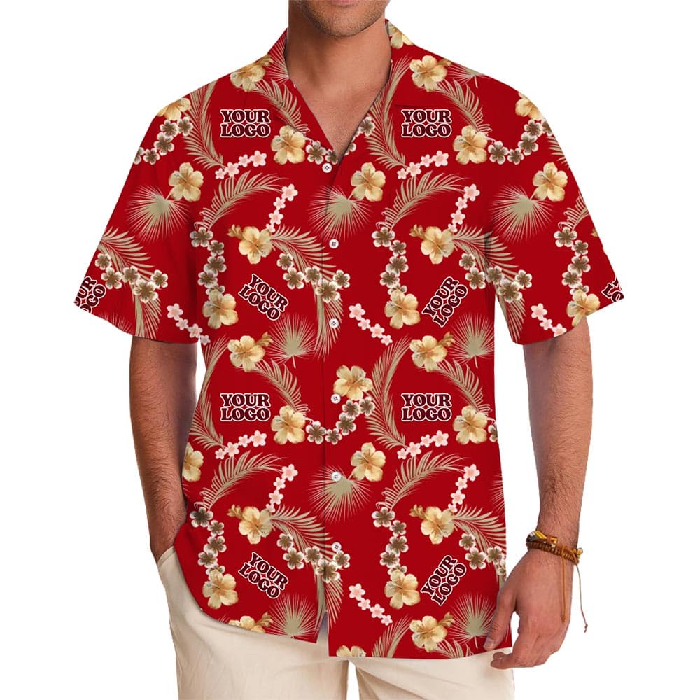 Stunning-Custom-Logo-Lei-Hibiscus-Hawaiian-Shirt-With-Live-Preview