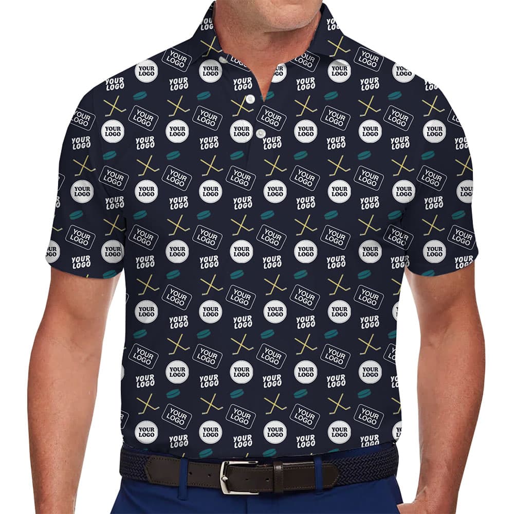 Unique Custom Hockey Polo Shirt with Multi Logos