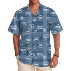 Unique Custom Logo Plaid Style Hawaiian Shirt Live Preview