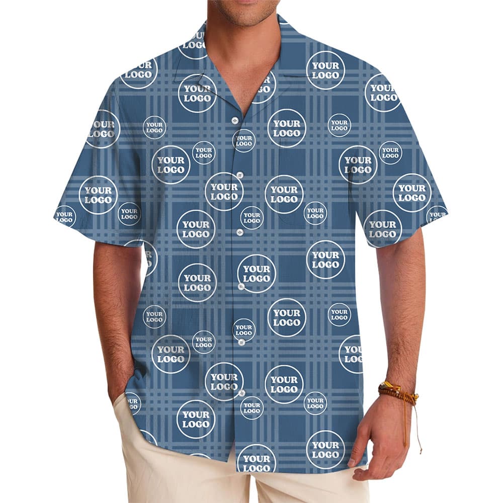 Unique Custom Logo Plaid Style Hawaiian Shirt Live Preview