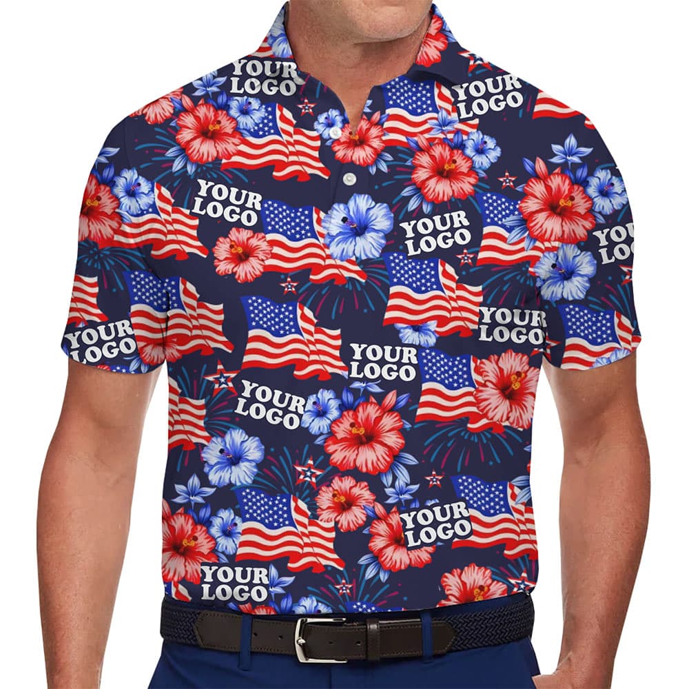 custom 4th of July polo shirt with company logo 1