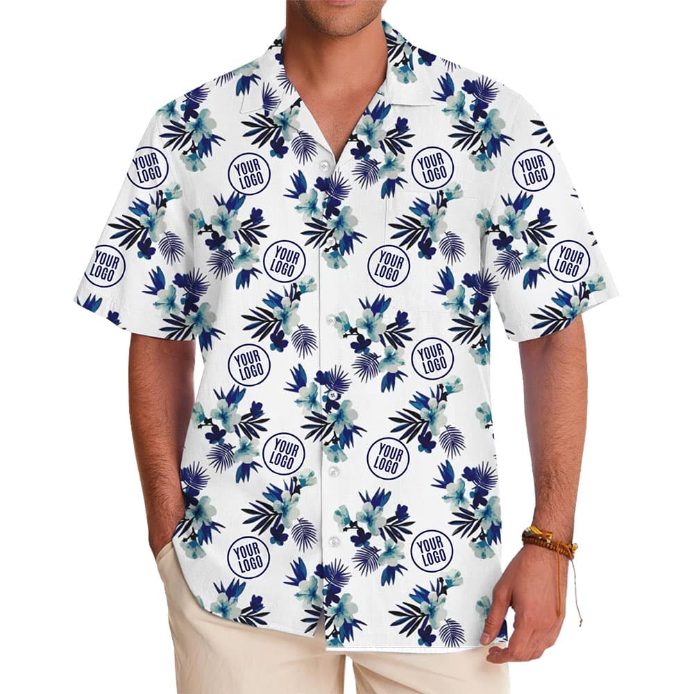 Chic Custom Blue and White Hawaiian Shirt