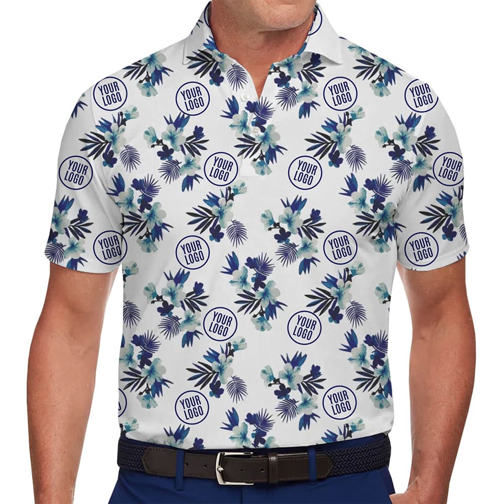 Chic Custom Blue and White Polo Shirt