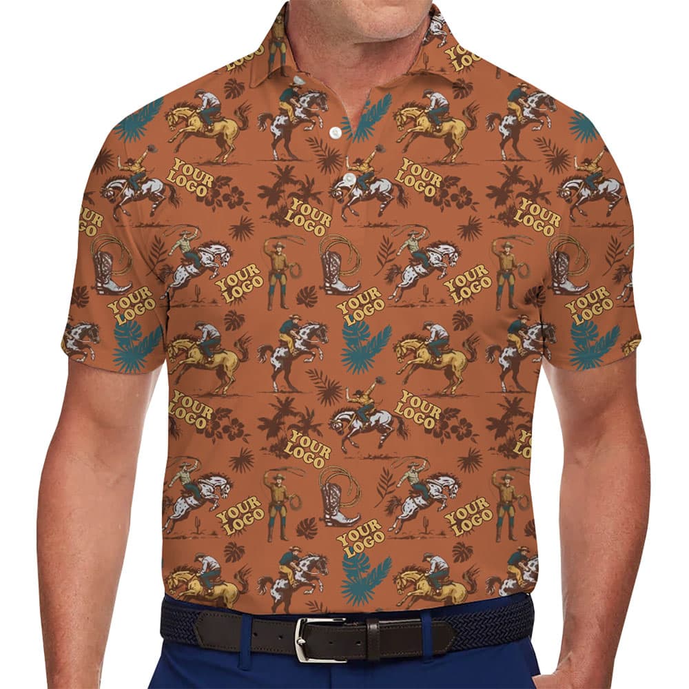 Cowboy Sunset Golf Polo Shirt With Custom Logo