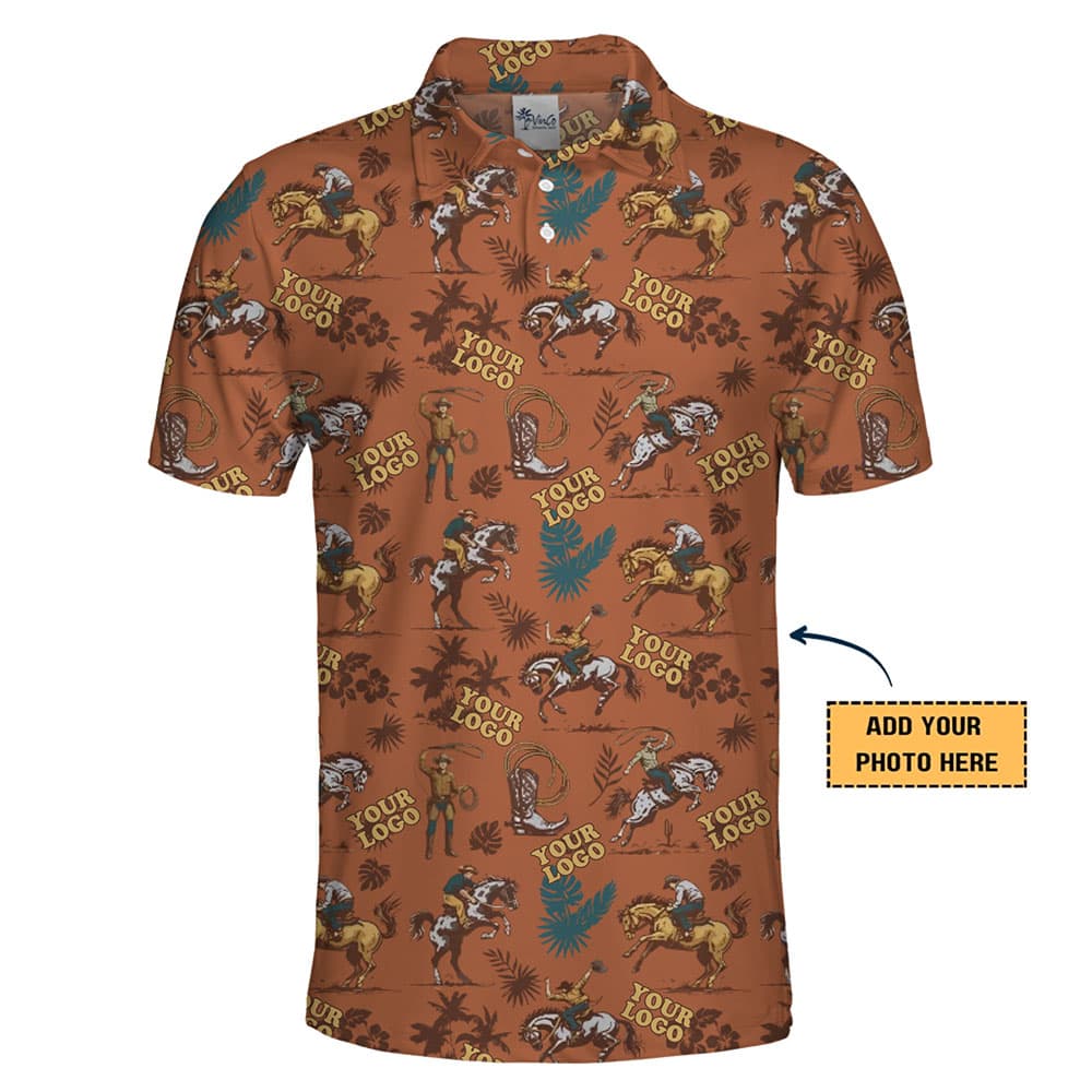 Cowboy Sunset Golf Polo Shirt With Custom Logo