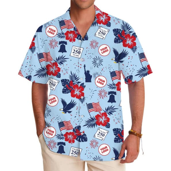 Custom 250 Years Of America Design Hawaiian Shirt in model