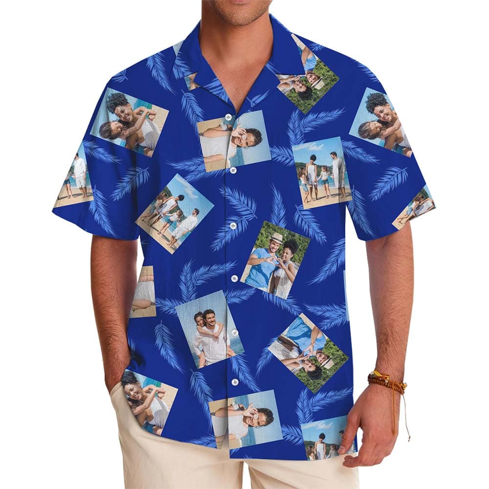 Custom 5 Photos Tropical Hawaiian Shirt With Preview