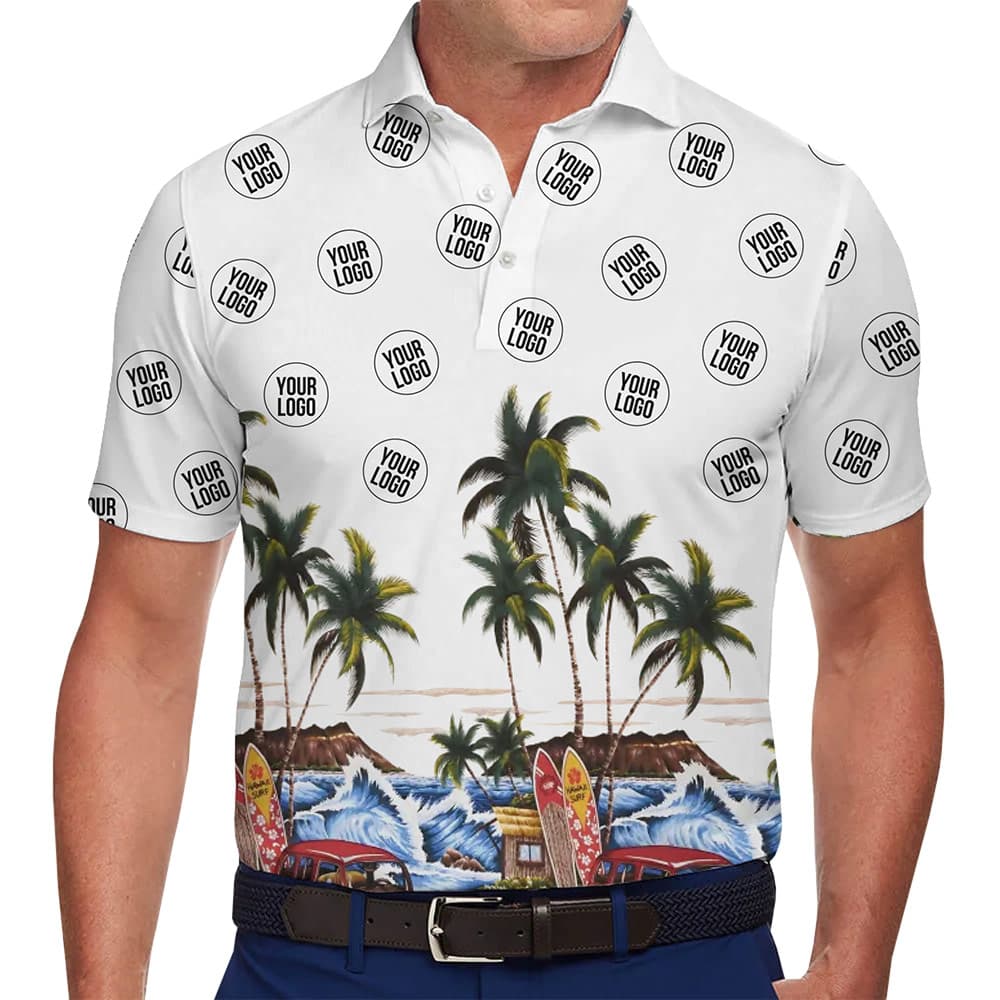Custom Company Logo Tropical Beach Polo Shirt