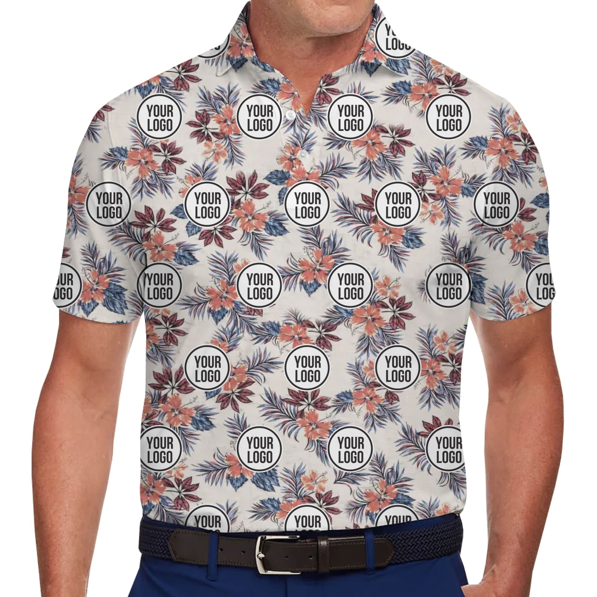 Custom Face or Logo Hawaiian Polo Shirt