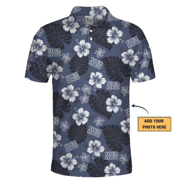 Custom Floral Polo Shirt with Elegant Logo Design 1