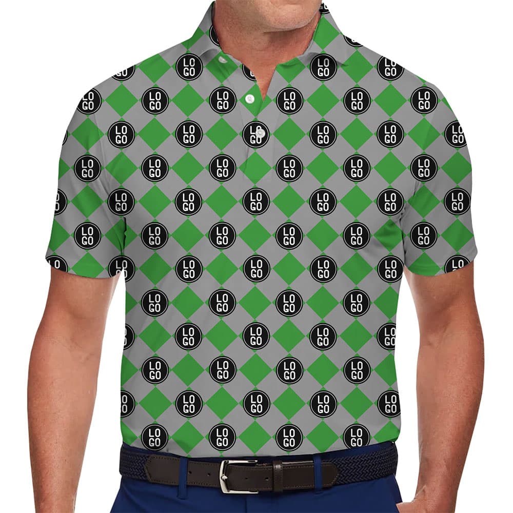 Custom Green and Gray Polo Shirt Perfect for Branding and Uniforms