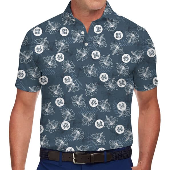 Custom Hibiscus Polo Shirt with Logo for Sophisticated Branding 1