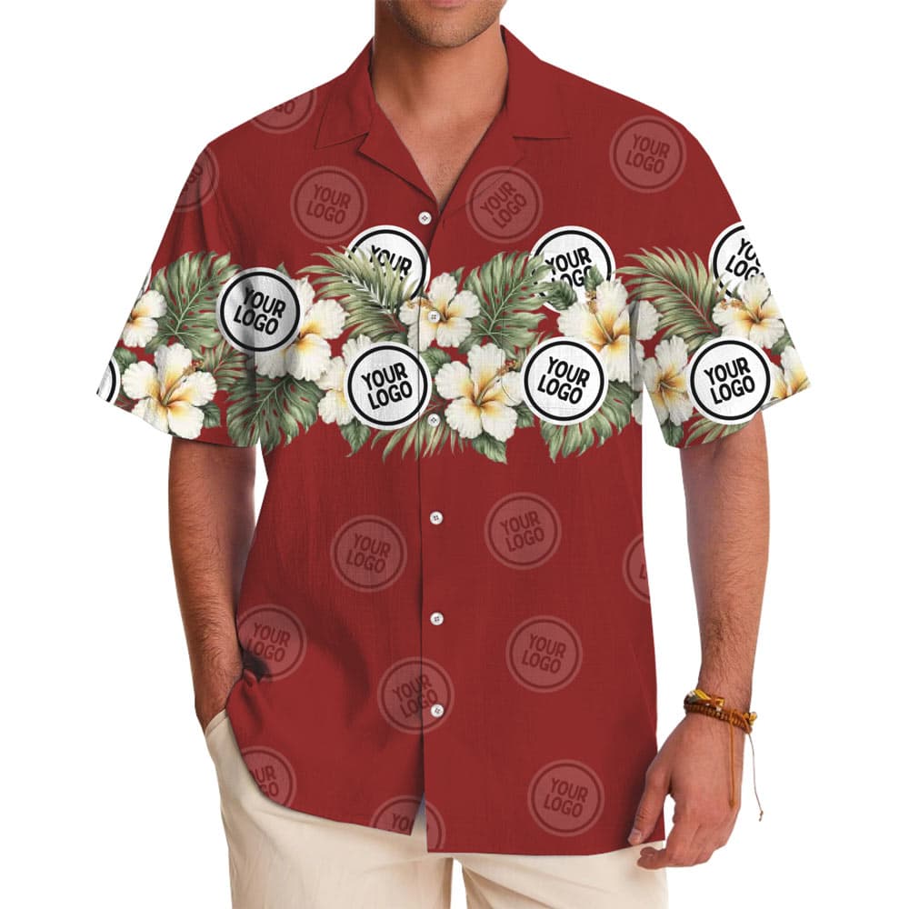 Custom Logo Hibiscus Border Hawaiian Shirt