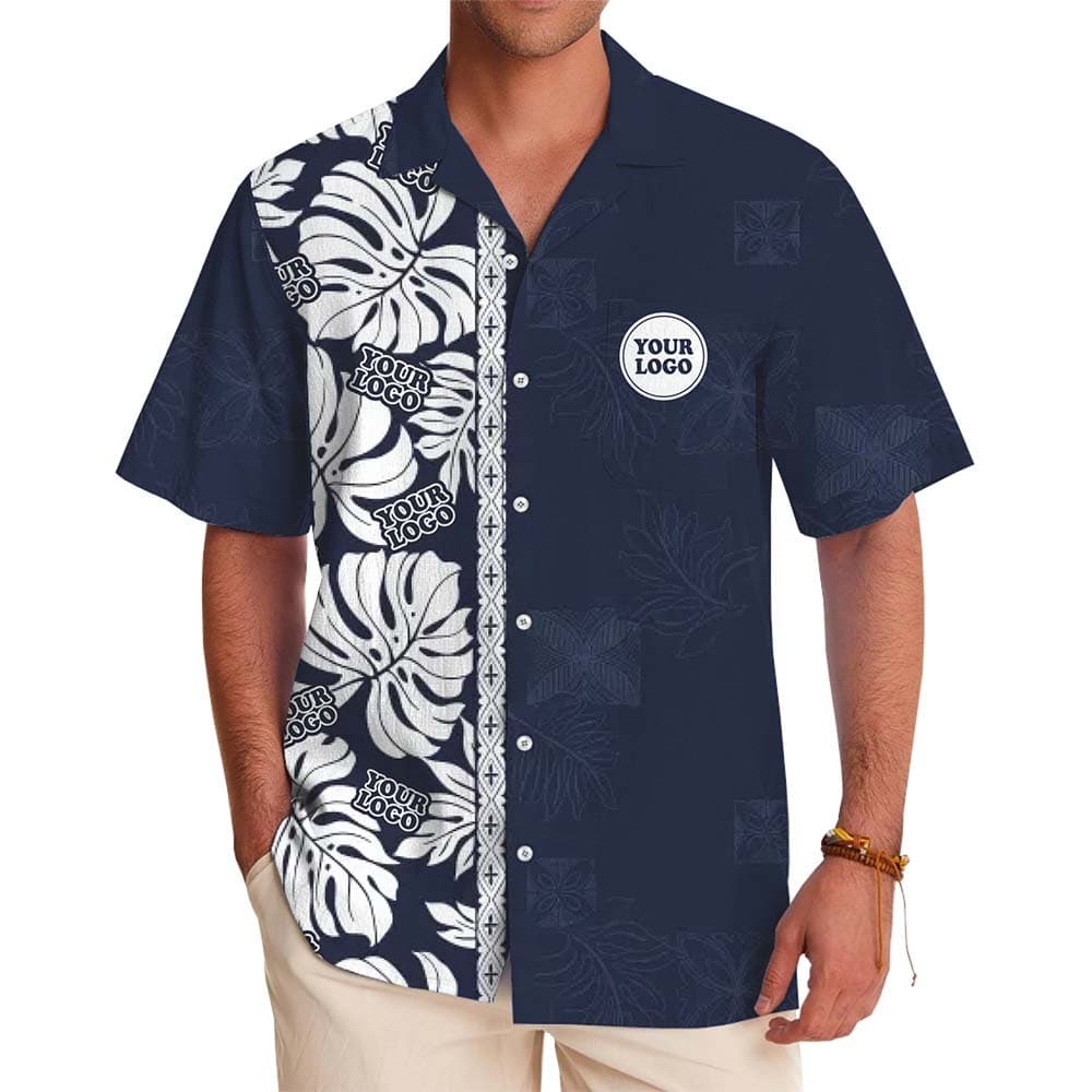 Custom Logo Side Band Hibiscus Hawaiian Shirt