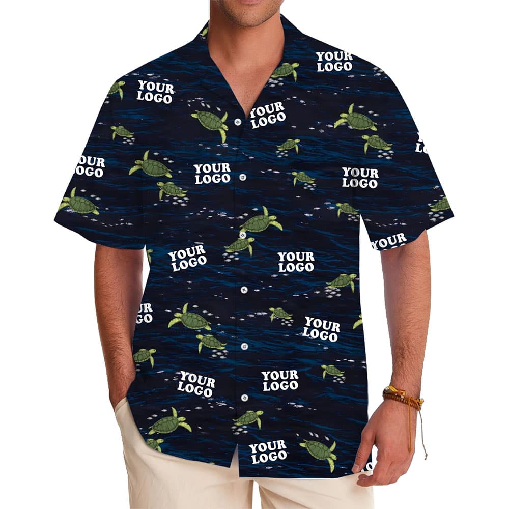 Custom Sea Turtle Aloha Shirt with Logo Instant Preview in model