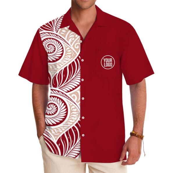 Custom Tribal Pattern Hawaiian Shirt With Your Logo in model