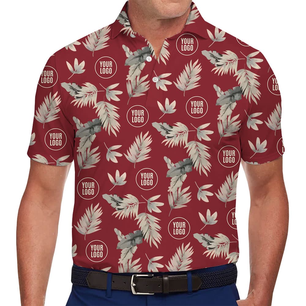 Customizable Red Hawaiian Polo Shirt With Your Logo