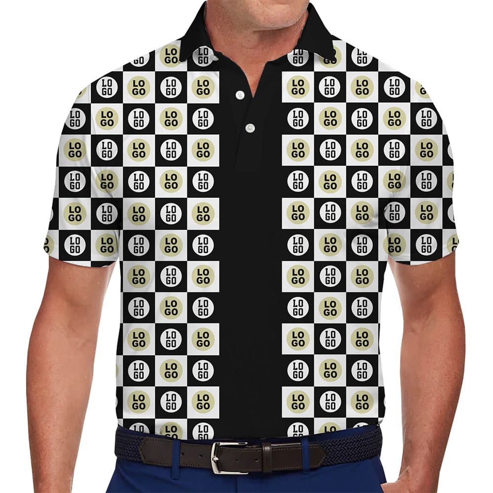 Customize Logo Checkered Polo Shirt Live Preview in model