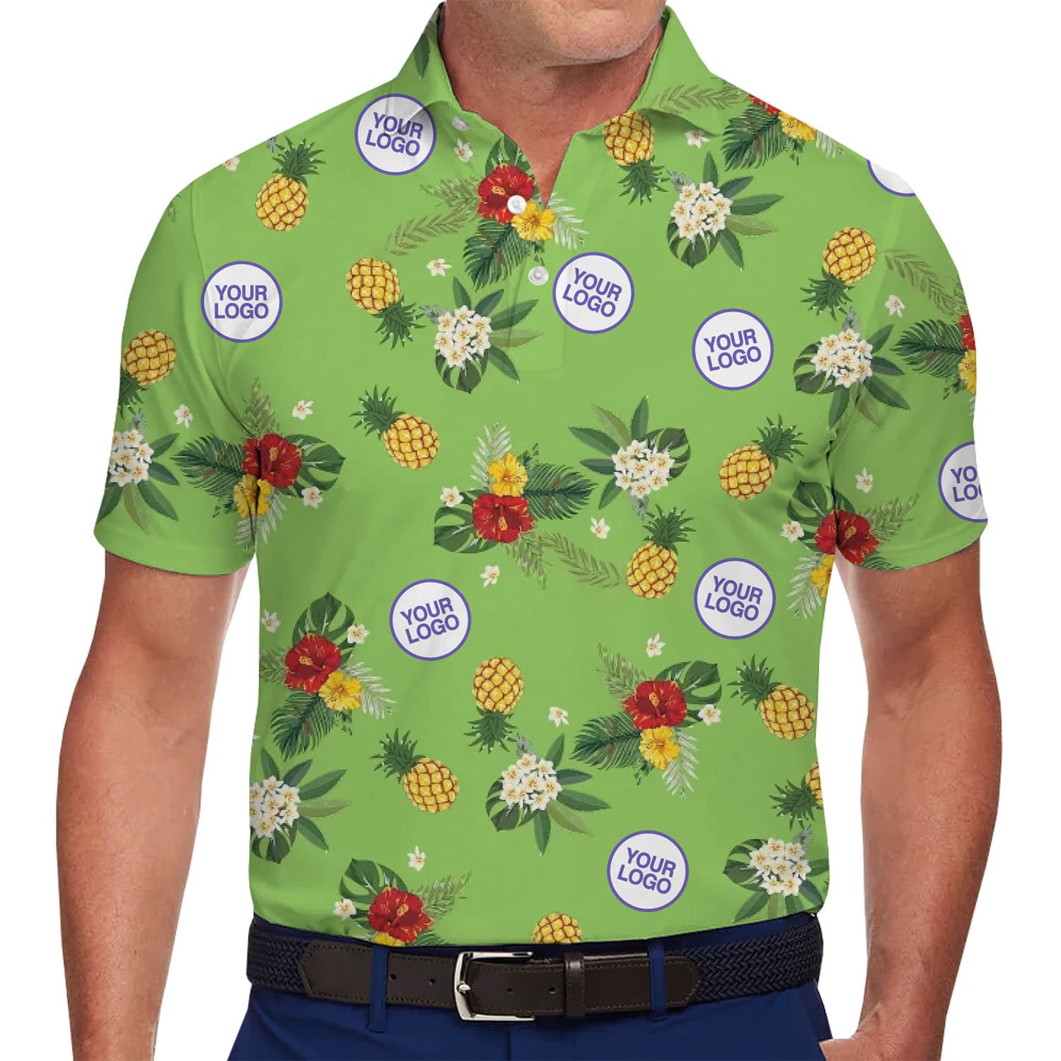 Customize Pineapple Polo Shirt With Company Logo in model