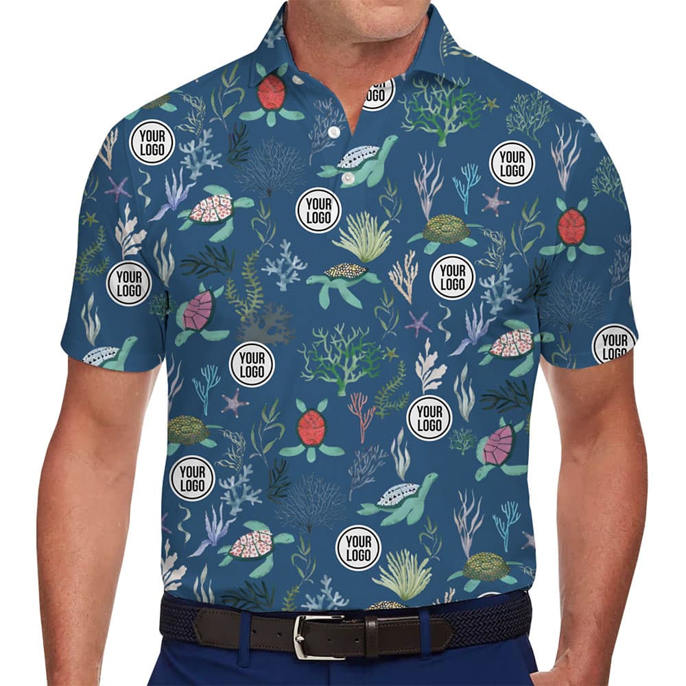 Customize Under Sea Paradise Pattern Polo Shirt in model
