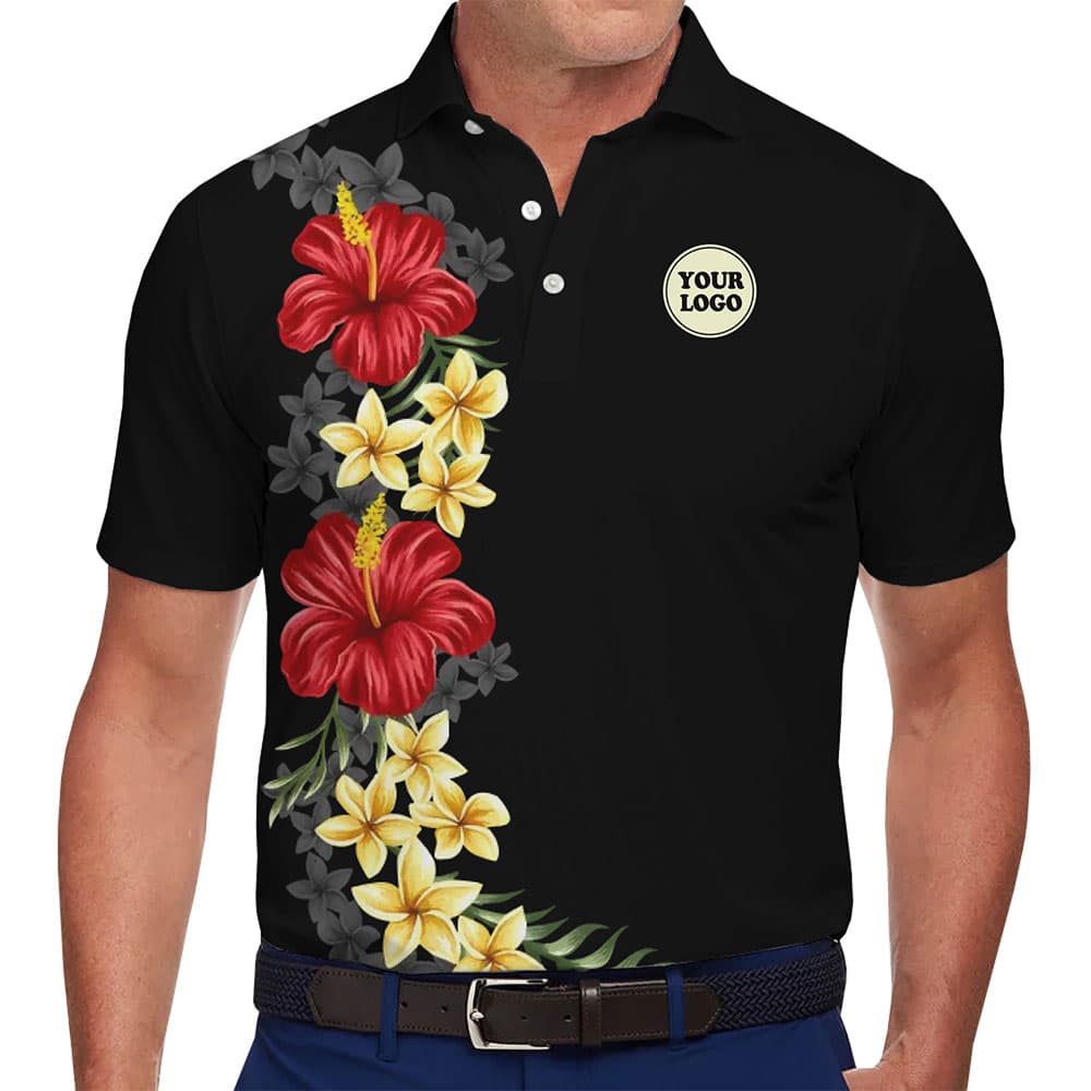 Design Your Own Floral Polo Shirt With Logo In Model