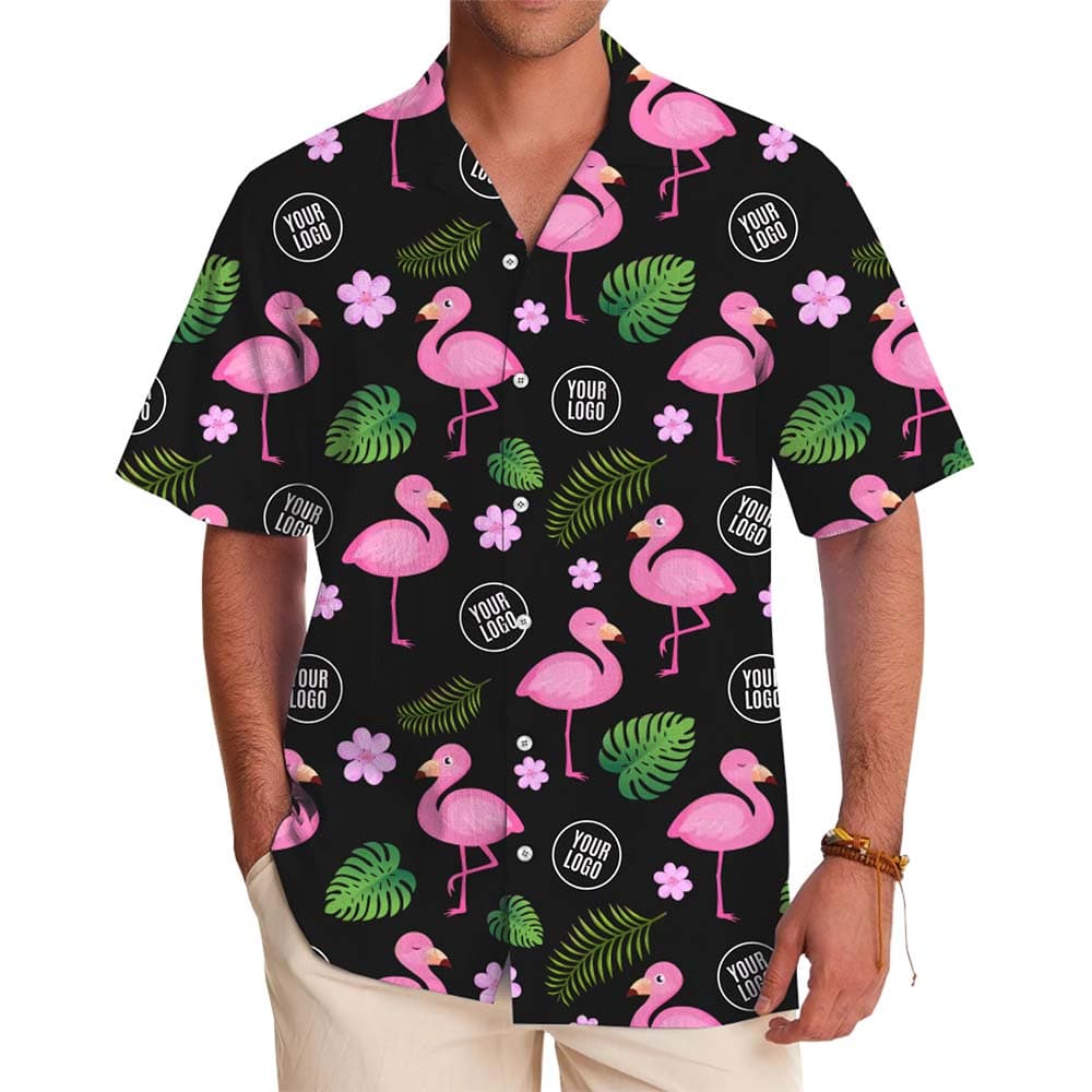 Flamingo Tropical Aloha Shirt With Custom Logo