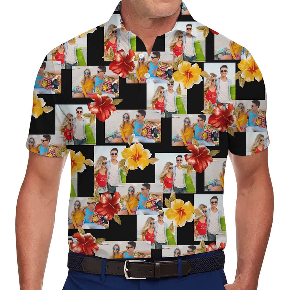 Floral Custom Polo Shirt With Photo No minimum