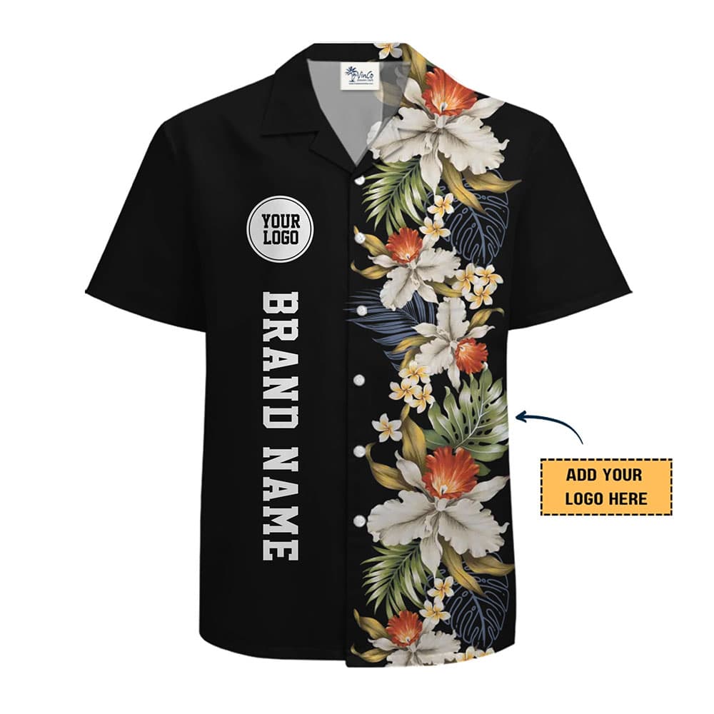 Floral Sideband Hawaiian Shirt With Logo And Brand Name