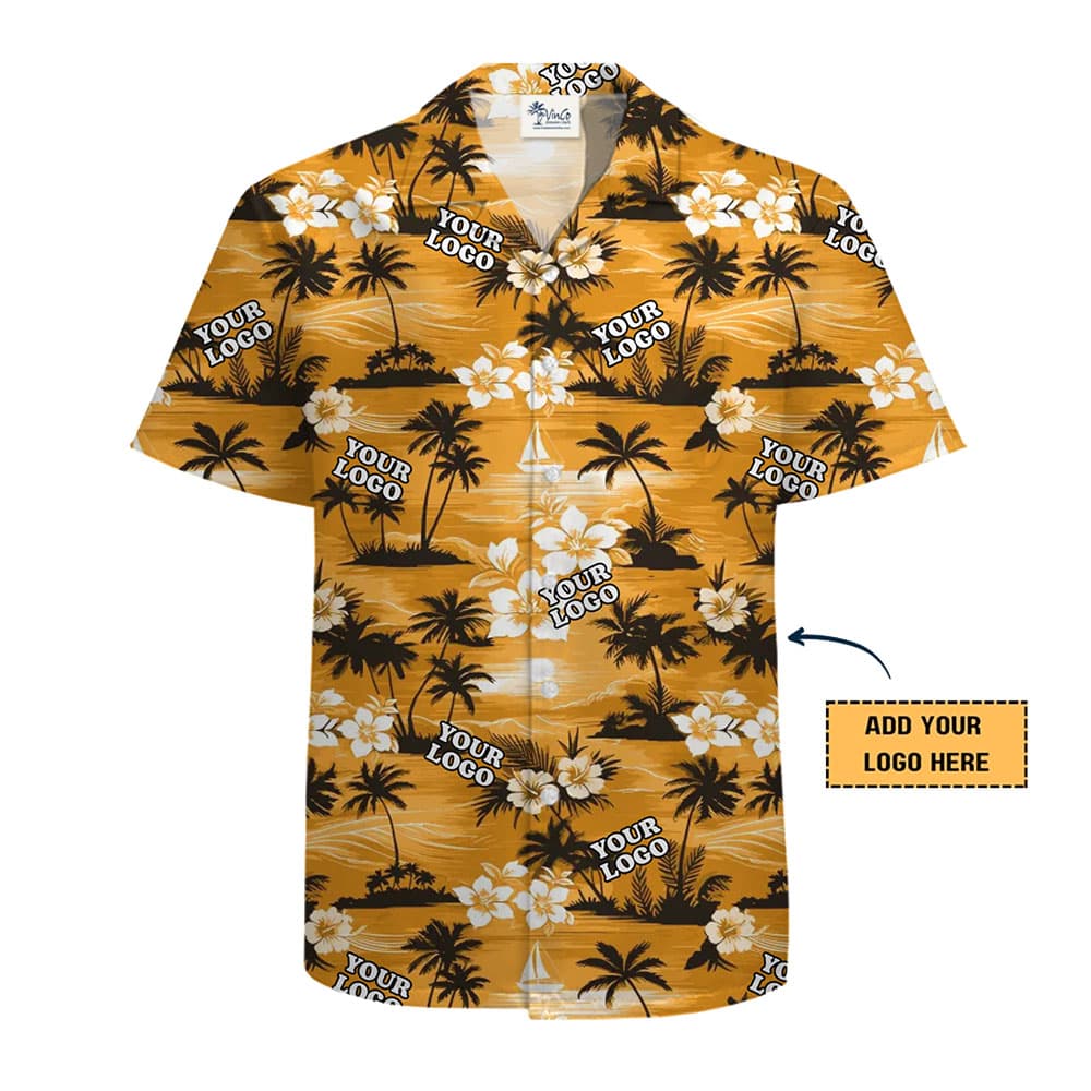 Golden Sunset Custom Logo Hawaiian Shirt With Preview