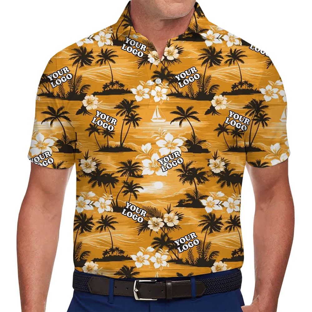 Island Silhouette Custom Logo Collared Polo Shirt