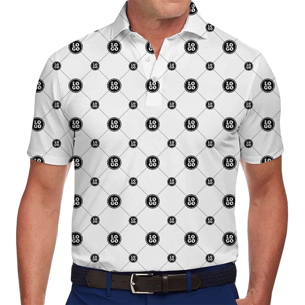 Men in Basic White Polo Shirt With Logo And Plus Size