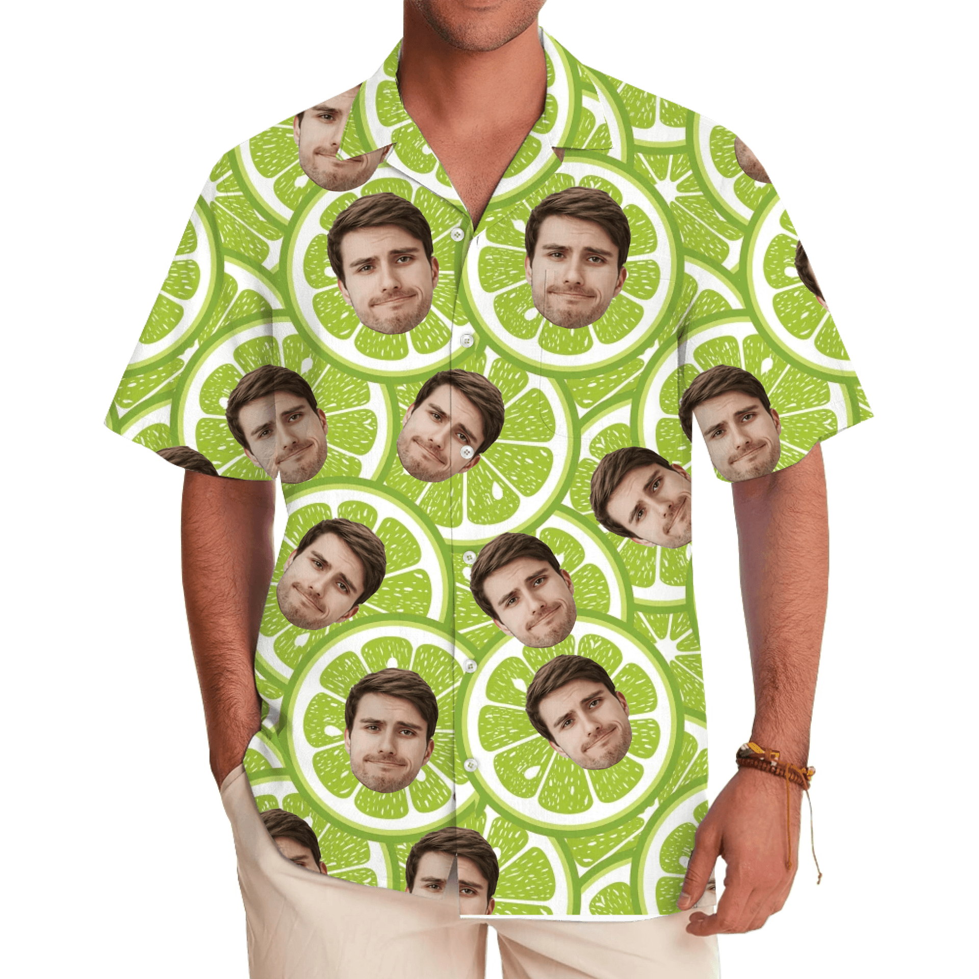 Men in Custom Face On Lemon Hawaiian Shirt With Live Preview
