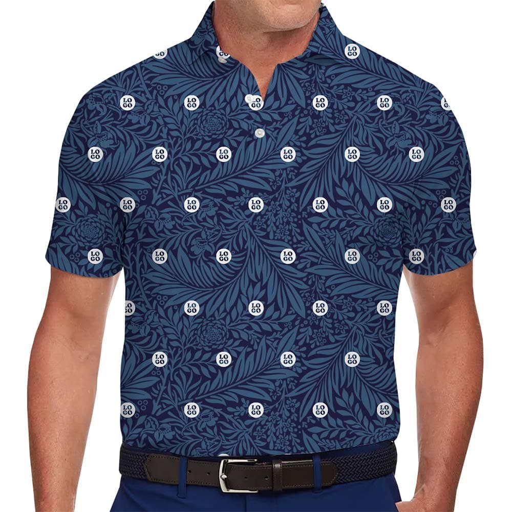 Men in Dark Blue Polo Shirt With Custom Logo No Minimum