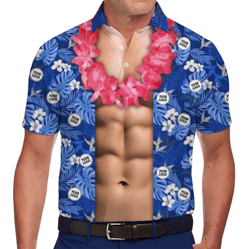 Men in Ridiculous Hawaiian Polo Shirt With Custom Logo