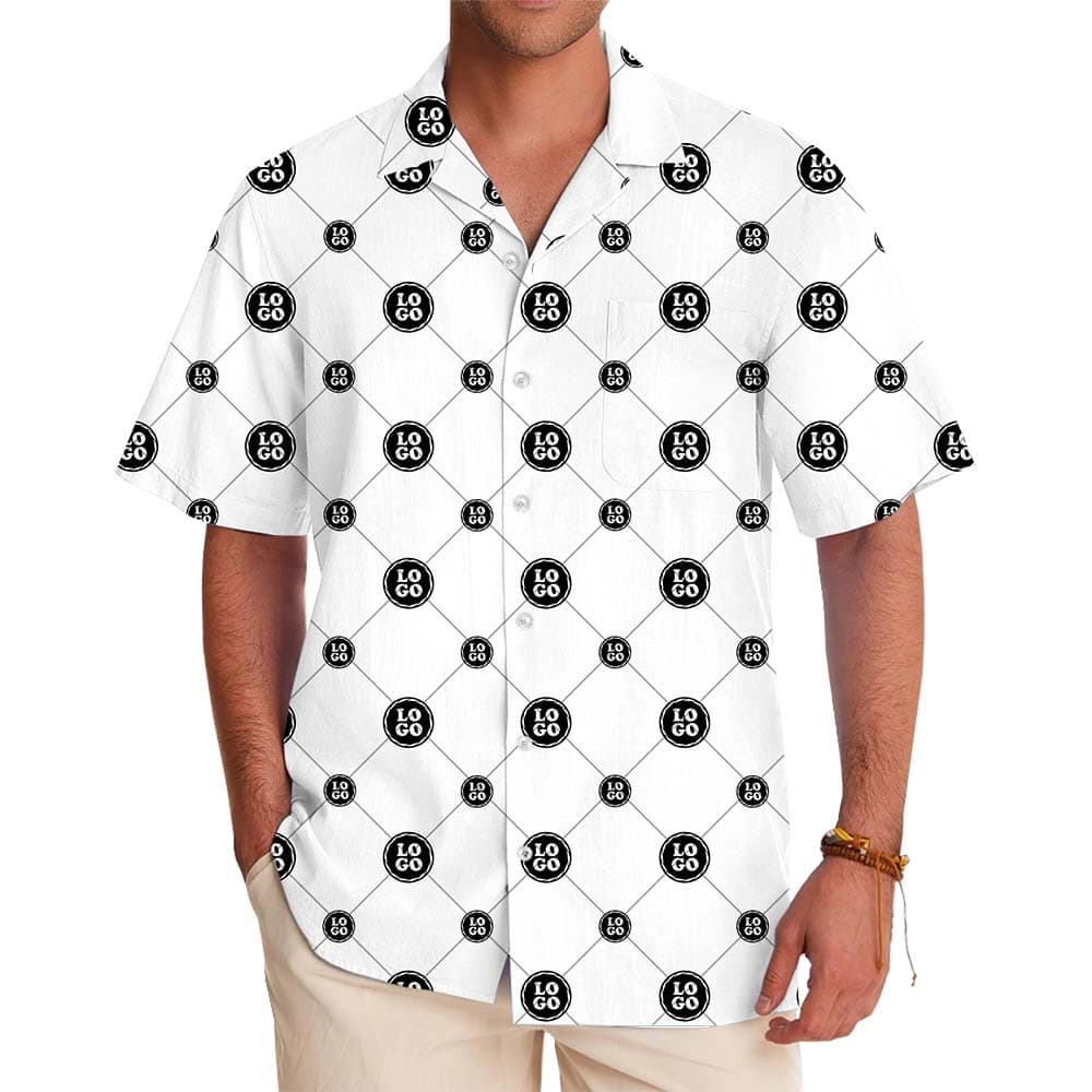 Men in White Custom Button Down Work Shirts With Logo And Live Preview