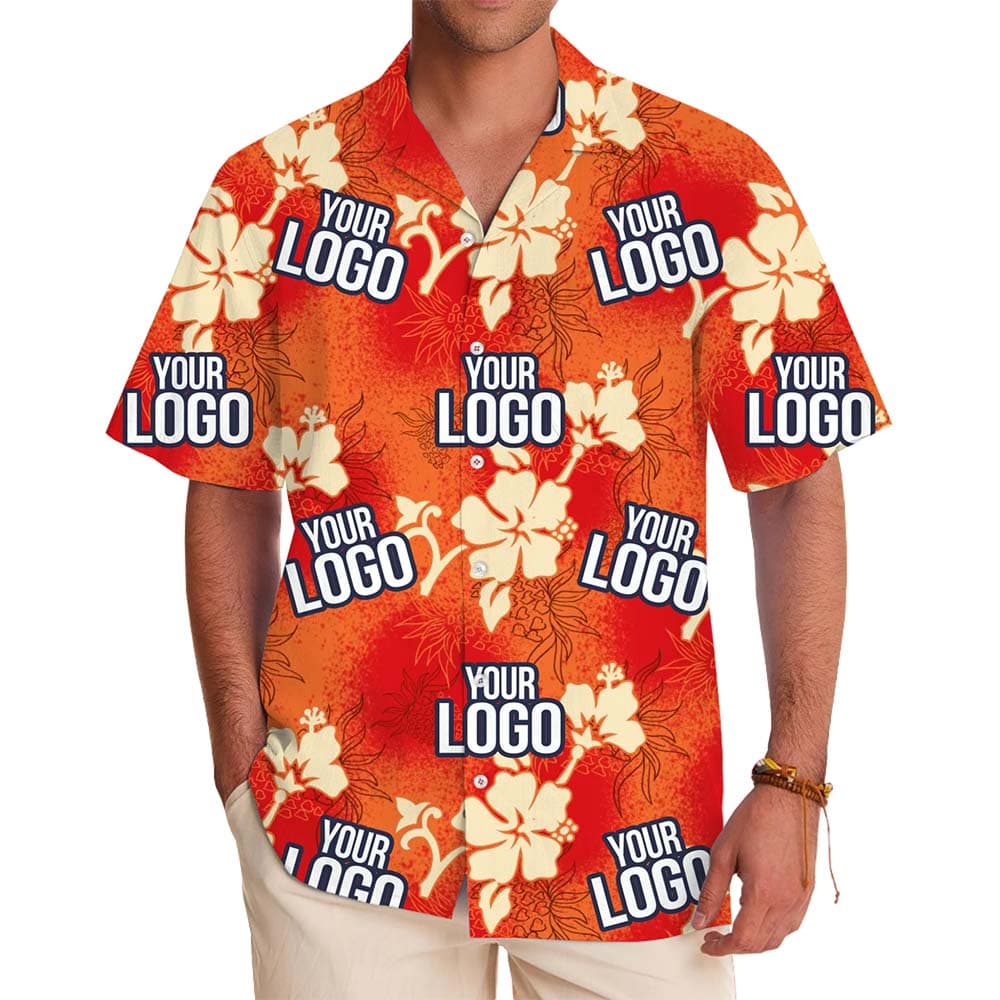 Custom Orange Hibiscus Aloha Shirt With Instant Preview