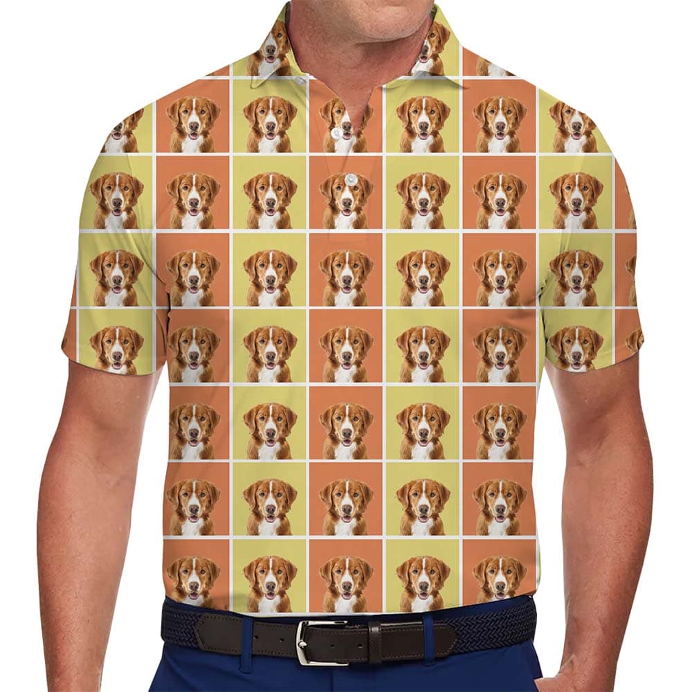 Model in Custom Photo Polo Shirt With Plus Size And Instant Preview