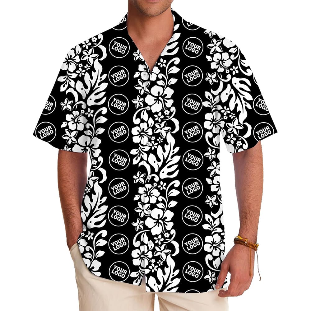 Monochrome Hawaiian Shirt Custom Your Logo in model