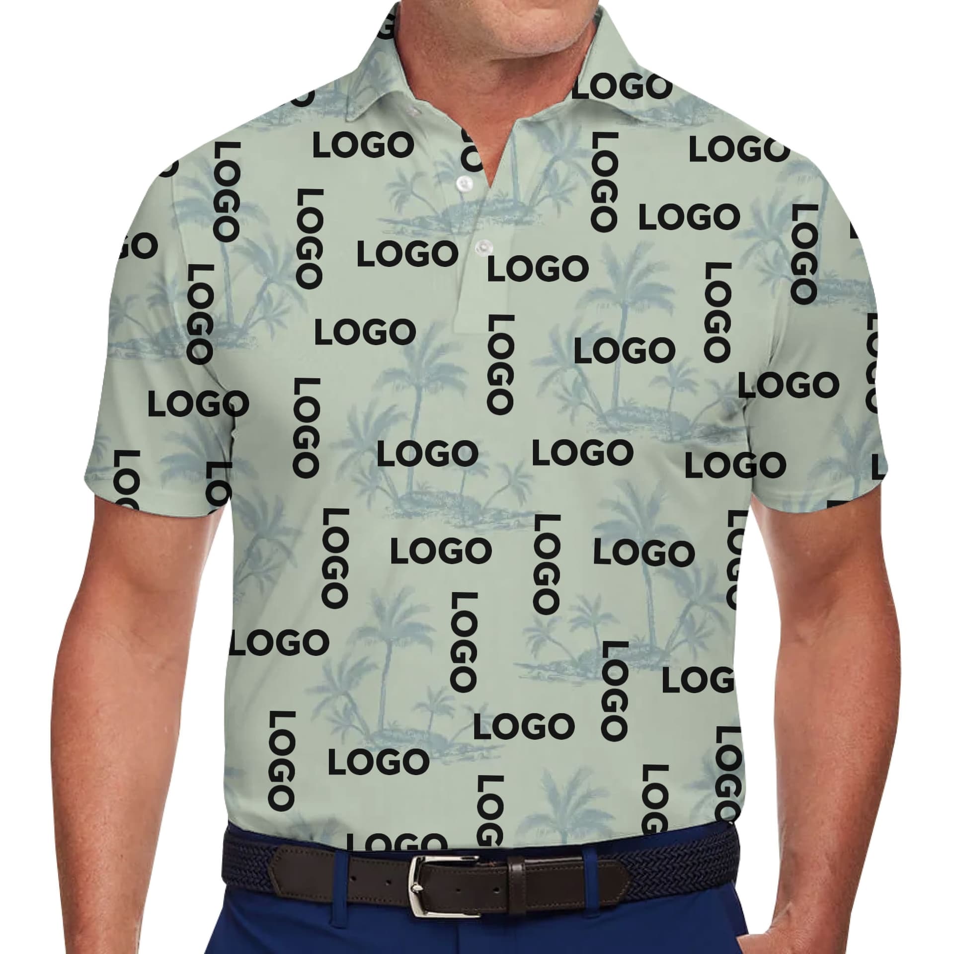 Palmscape Hawaiian Polo Shirt Custom Your Logo