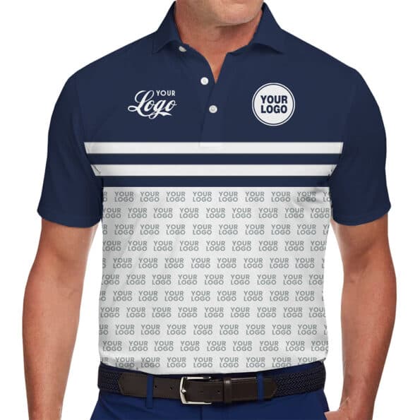 Personalized Golf-Style Polo with Logo Highlights In Model