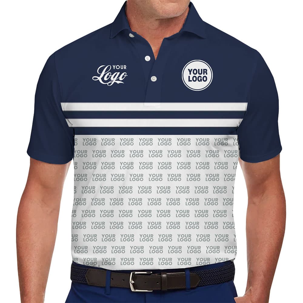 Personalized Golf-Style Polo with Logo Highlights In Model