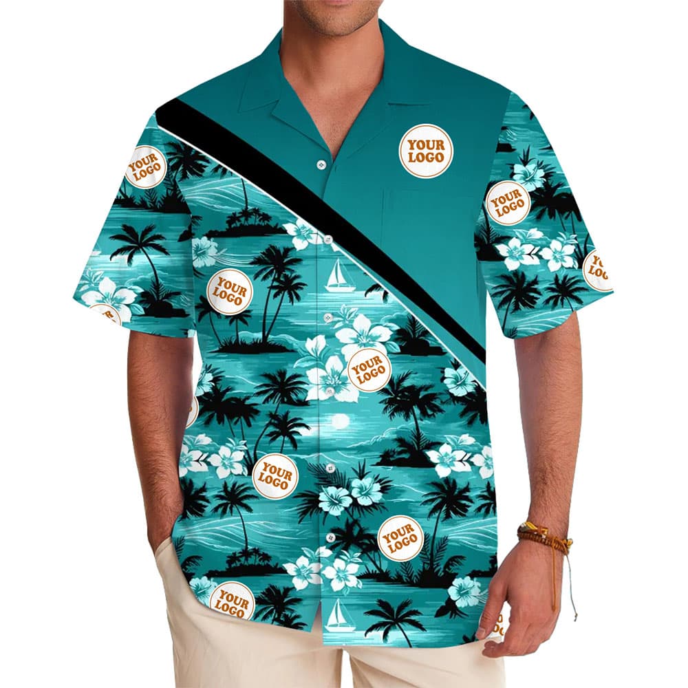 Personalized Hawaiian Shirt with Vibrant Tropical Design in model