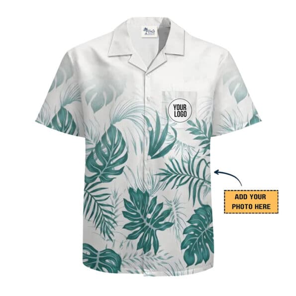 Personalized Leaf-Print Hawaiian Shirt With Company Logo 3D