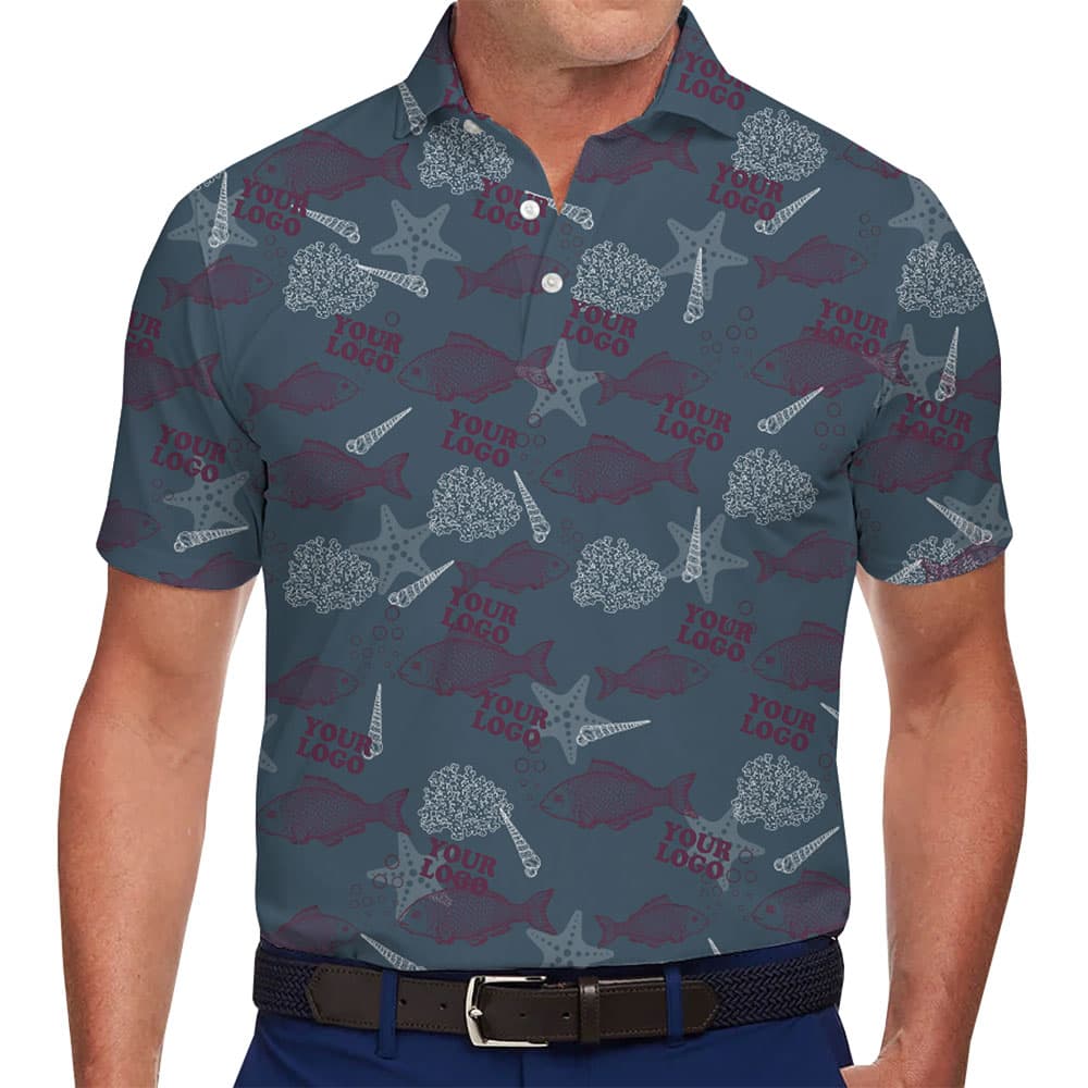 Premium Custom Polo with Ocean Life Print and Logo Integration 1