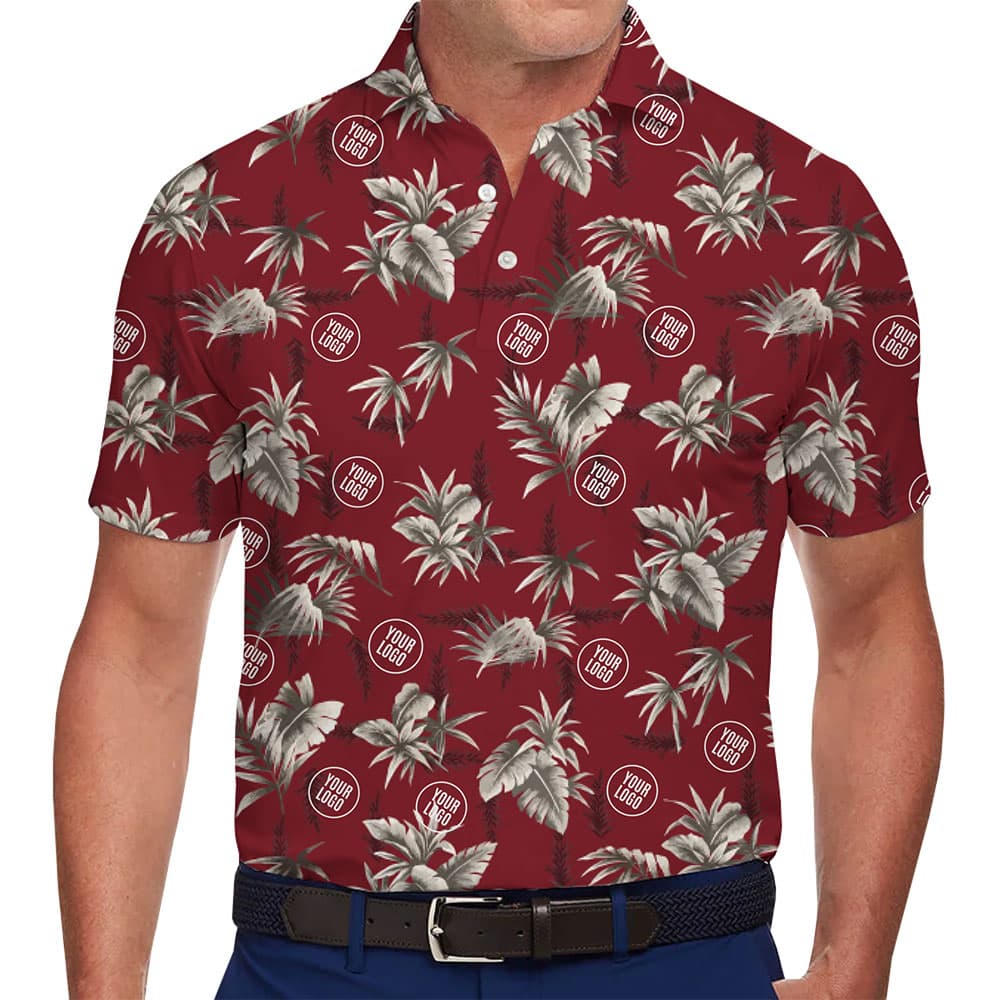 Premium Red Hawaiian Polo Shirt for Branding and Events